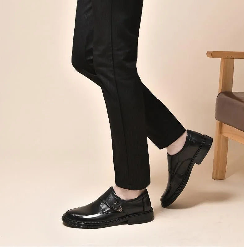 Men's Classic Leather Monk Strap Buckle Oxford Shoes Retro Comfortable Business Non-Slip Softsole Walking Dress Shoes