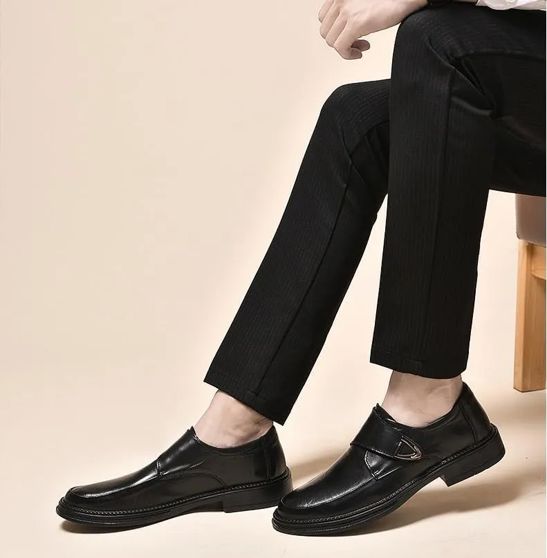 Men's Classic Leather Monk Strap Buckle Oxford Shoes Retro Comfortable Business Non-Slip Softsole Walking Dress Shoes