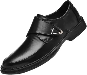 Men's Classic Leather Monk Strap Buckle Oxford Shoes Retro Comfortable Business Non-Slip Softsole Walking Dress Shoes