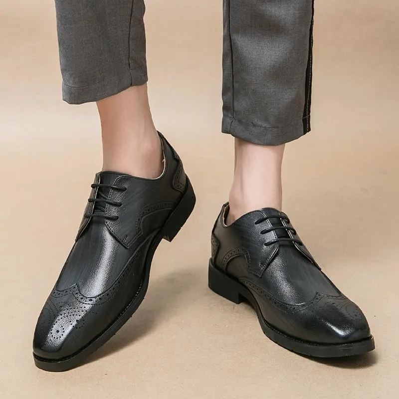 Men's Classic Patent Leather Oxford Shoes - Lightweight Comfortable Lace-up Derby Shoes for Business and Formal Occasions