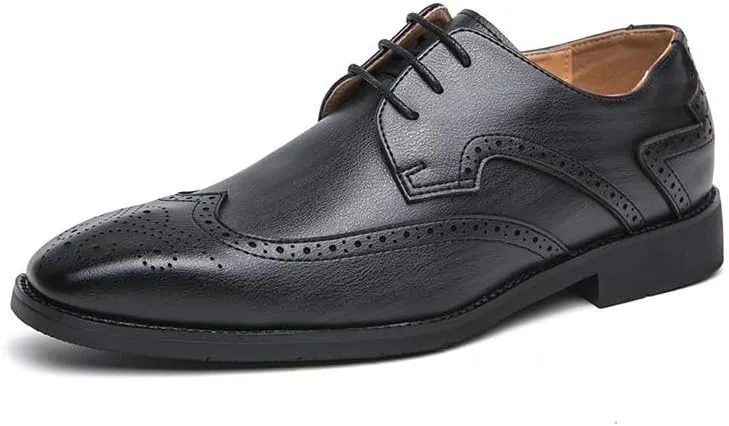 Men's Classic Patent Leather Oxford Shoes - Lightweight Comfortable Lace-up Derby Shoes for Business and Formal Occasions