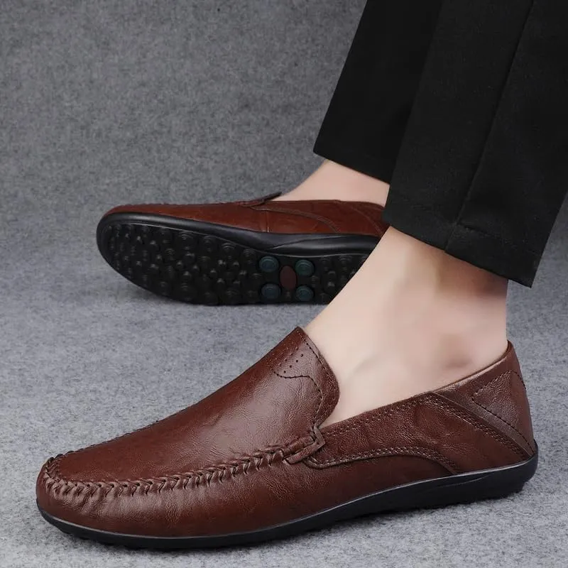 Men's Classic Slip-On Oxford Shoes Lightweight Comfortable Thick-Soled Formal Shoes for Formal Business Wedding