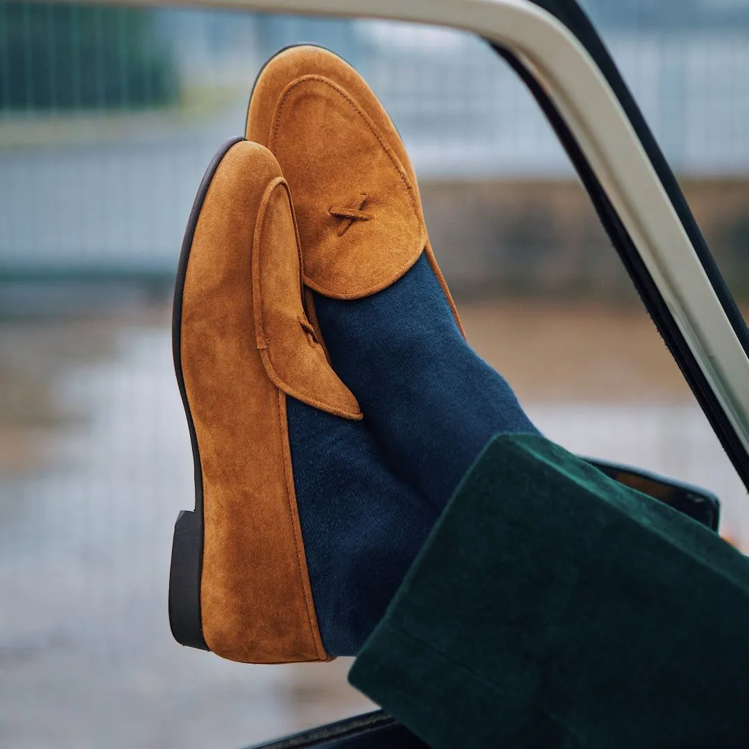 Men's Cognac Suede Milano Loafer From Del Toro Shoes