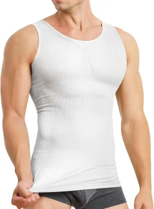 Mens Compression Shirt Slimming Body Shaper Vest Sleeveless Waist Trainer Workout Tank Top Tummy Control Shapewear