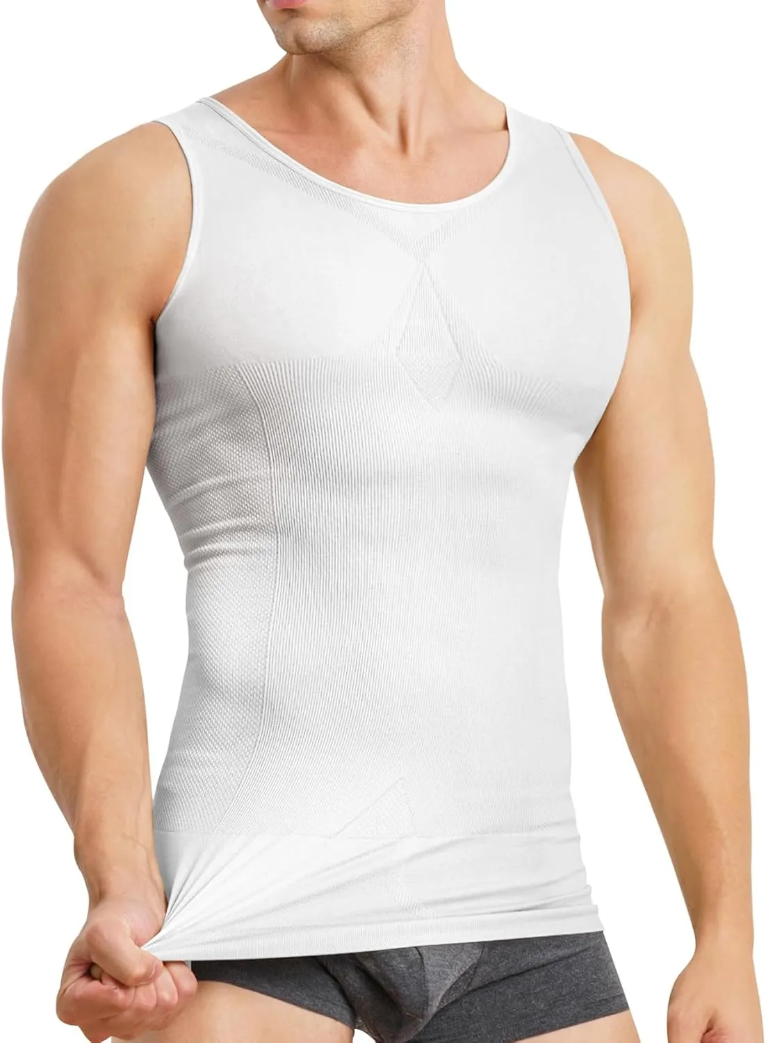 Mens Compression Shirt Slimming Body Shaper Vest Sleeveless Waist Trainer Workout Tank Top Tummy Control Shapewear