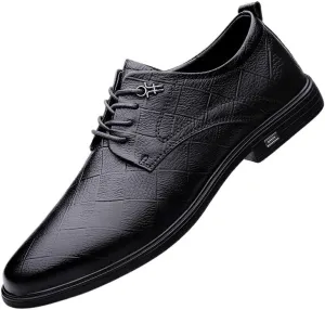 Men's Dress Shoes Casual Business Formal Mens Oxford Shoes Genuine Leather Platform Wingtip Brogue for Men