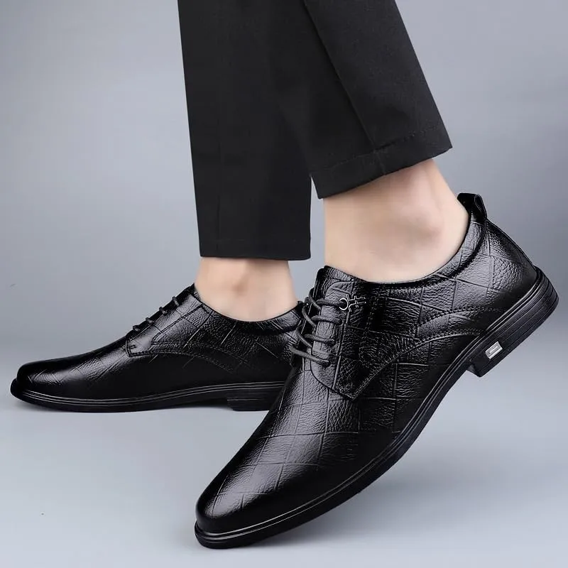 Men's Dress Shoes Casual Business Formal Mens Oxford Shoes Genuine Leather Platform Wingtip Brogue for Men
