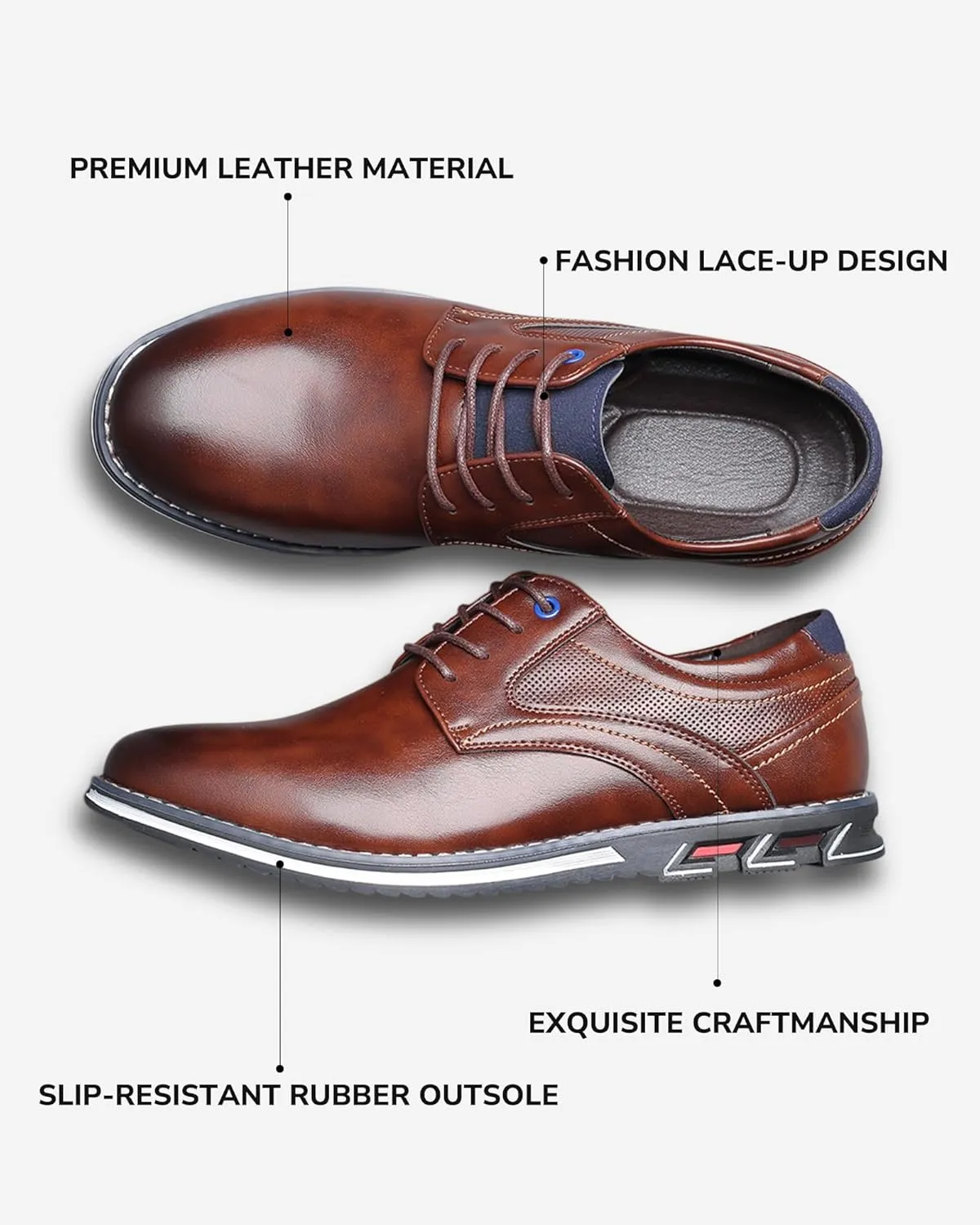 Men’s Dress Shoes Casual Business Oxford Derby Orthopedic Leather Shoes Comfortable Walking Shoes Office Loafers Work Flats