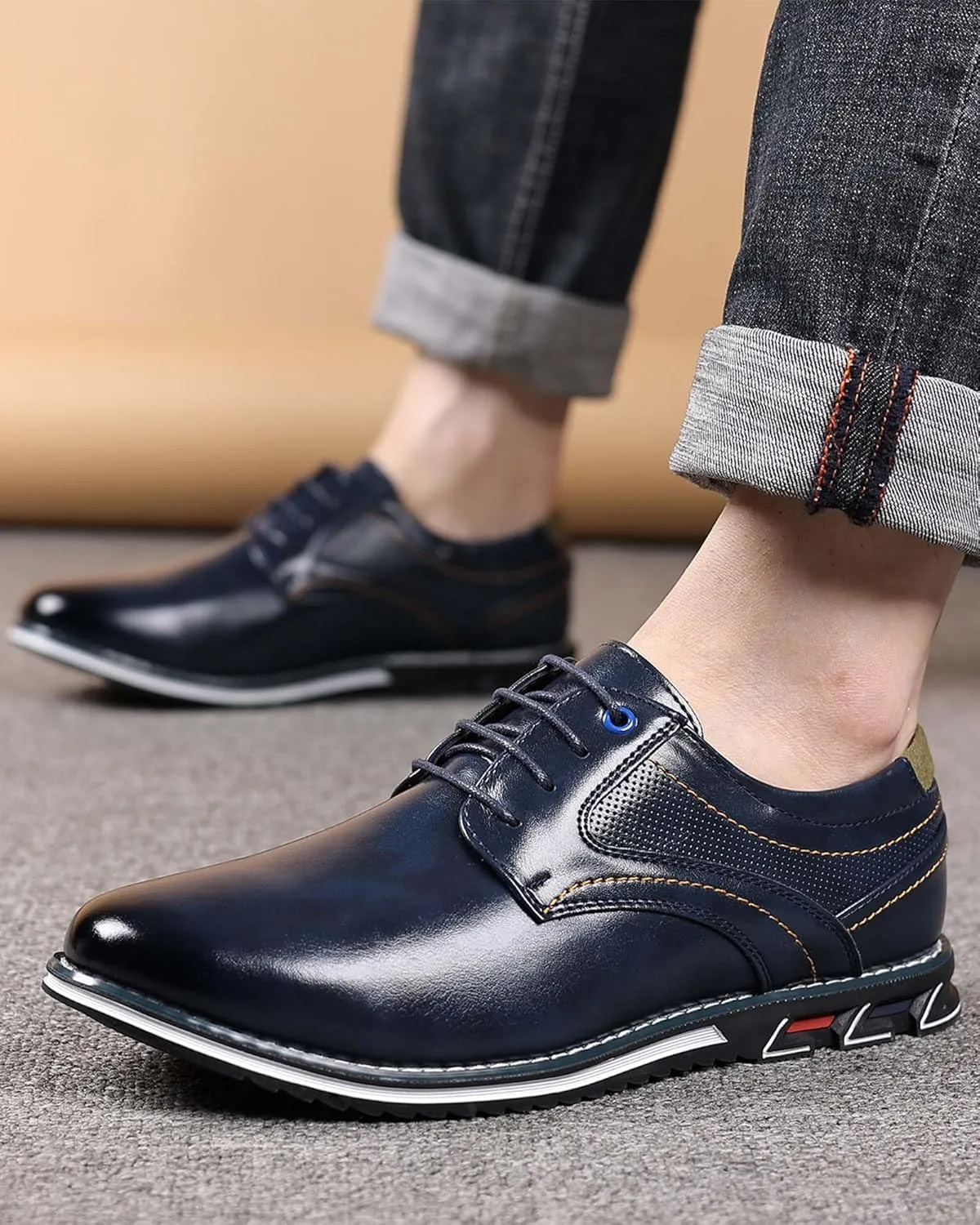 Men’s Dress Shoes Casual Business Oxford Derby Orthopedic Leather Shoes Comfortable Walking Shoes Office Loafers Work Flats