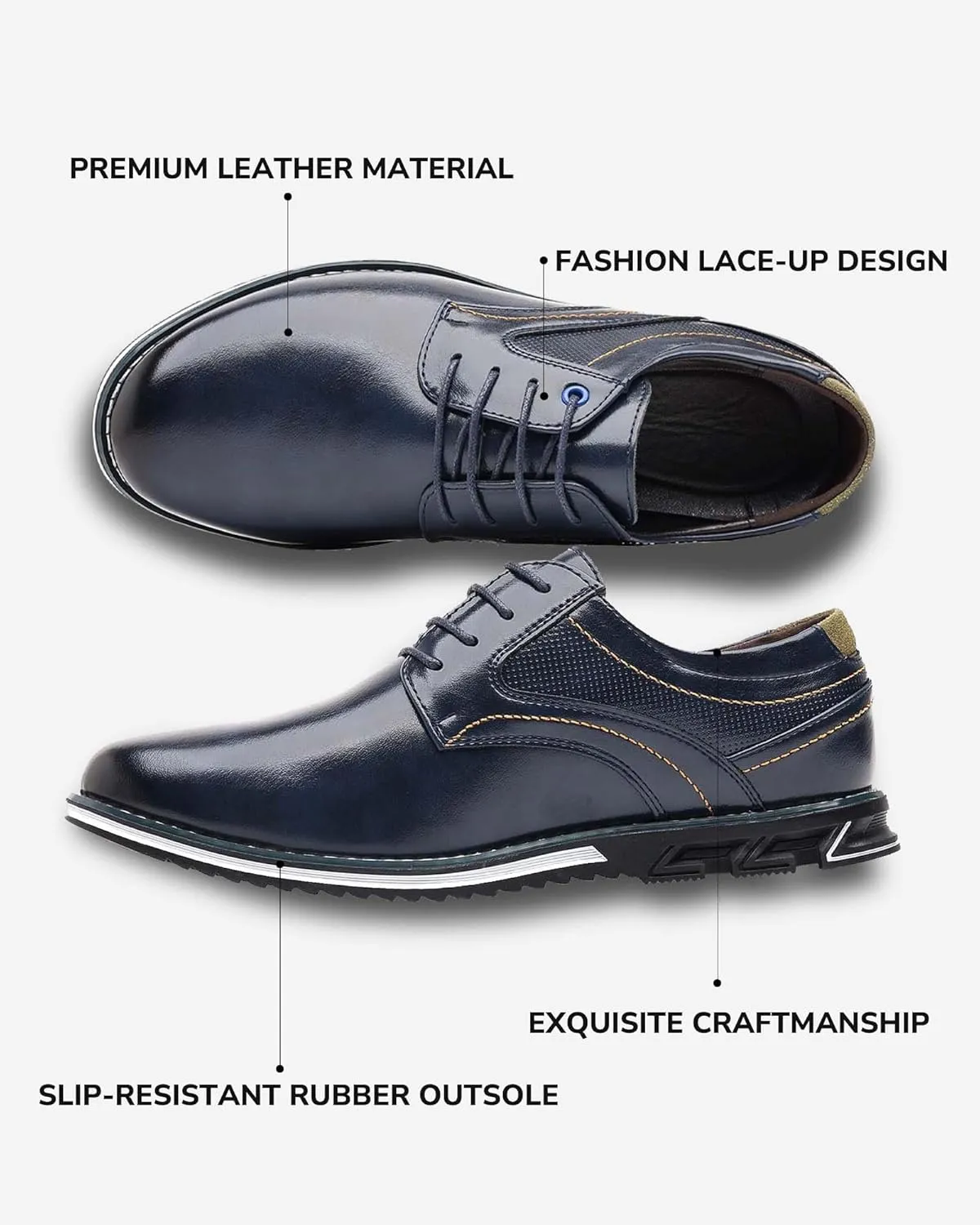 Men’s Dress Shoes Casual Business Oxford Derby Orthopedic Leather Shoes Comfortable Walking Shoes Office Loafers Work Flats