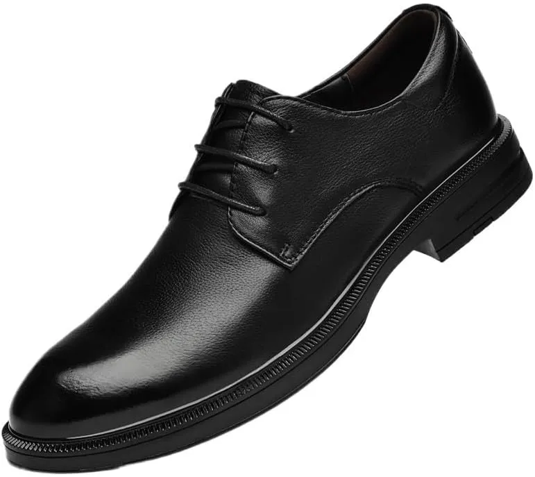 Men's Dress Shoes Fashion Patent Leather Oxford Shoes Business Wedding Lace Up Leather Shoes(Black,8)