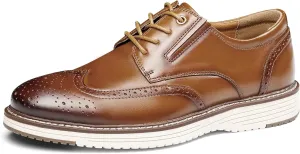 Mens Dress Shoes Genuine Leather Plain Toe Lace Up Mens Casual Dress Shoes Business Comfortable Fomal Mens Oxford Dress Sneakers for Office Wedding Casual