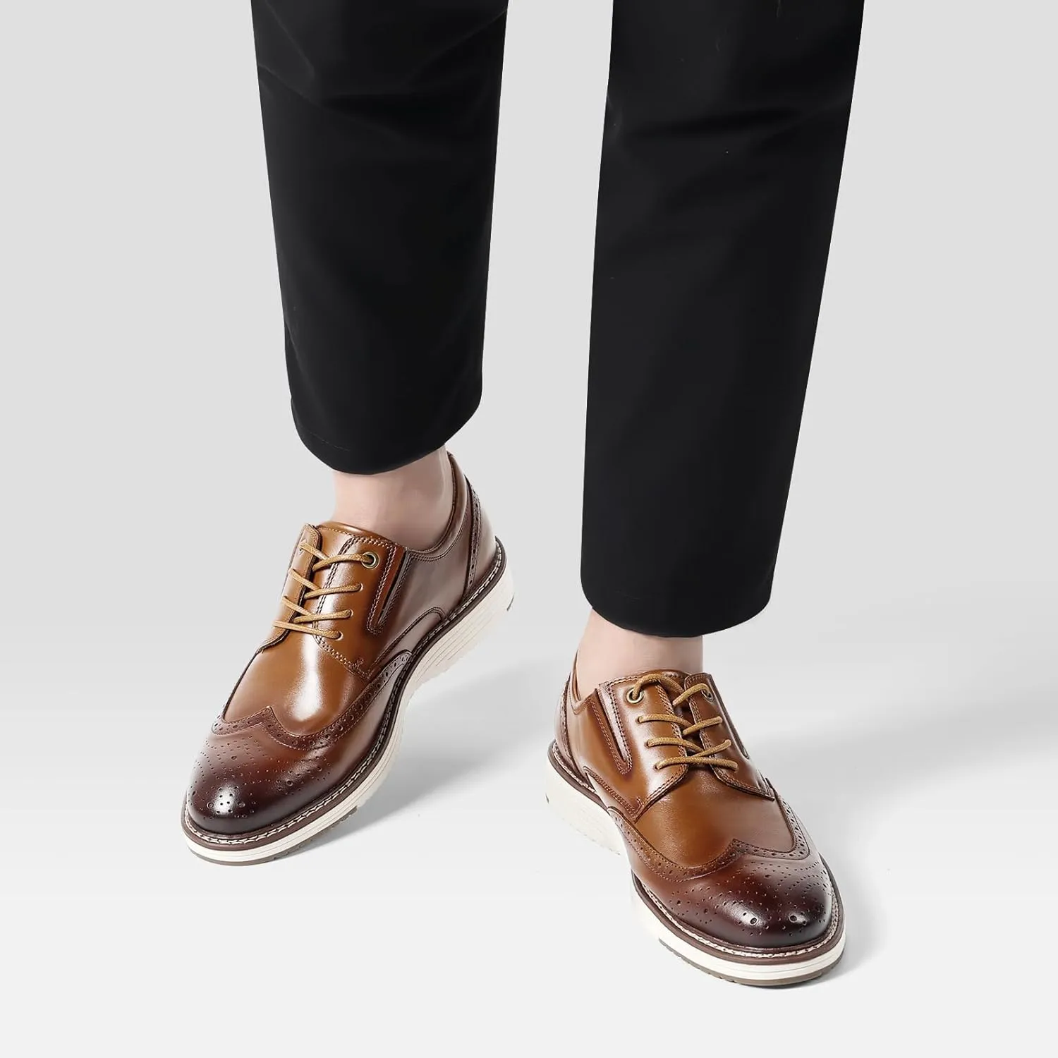 Mens Dress Shoes Genuine Leather Plain Toe Lace Up Mens Casual Dress Shoes Business Comfortable Fomal Mens Oxford Dress Sneakers for Office Wedding Casual