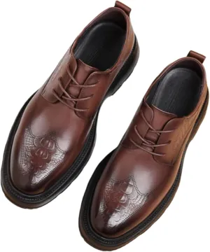 Men's Dress Shoes Leather Oxford Formal Business Wedding Derby Shoes Lace Up