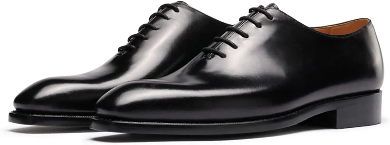 Mens Dress Shoes Leather Plain Toe Whole-Cut Oxford Shoes for Men