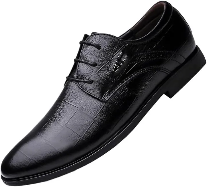 Men's Faux Patent Leather Tuxedo Dress Shoes Classic Lace-up Casual Business Formal Oxford Shoes for Men