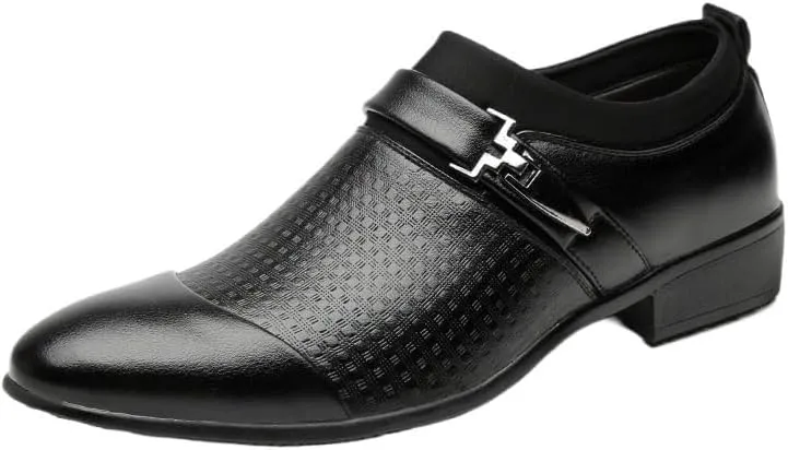 Men's Formal Business Leather Shoes Leather Shoes for Men Pointed Toe PU Oxford Wing tip Oxford Shoes Slip Resistant Block Heel Non Slip Rubber Sole Prom