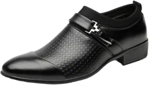 Men's Formal Business Leather Shoes Leather Shoes for Men Pointed Toe PU Oxford Wing tip Oxford Shoes Slip Resistant Block Heel Non Slip Rubber Sole Prom