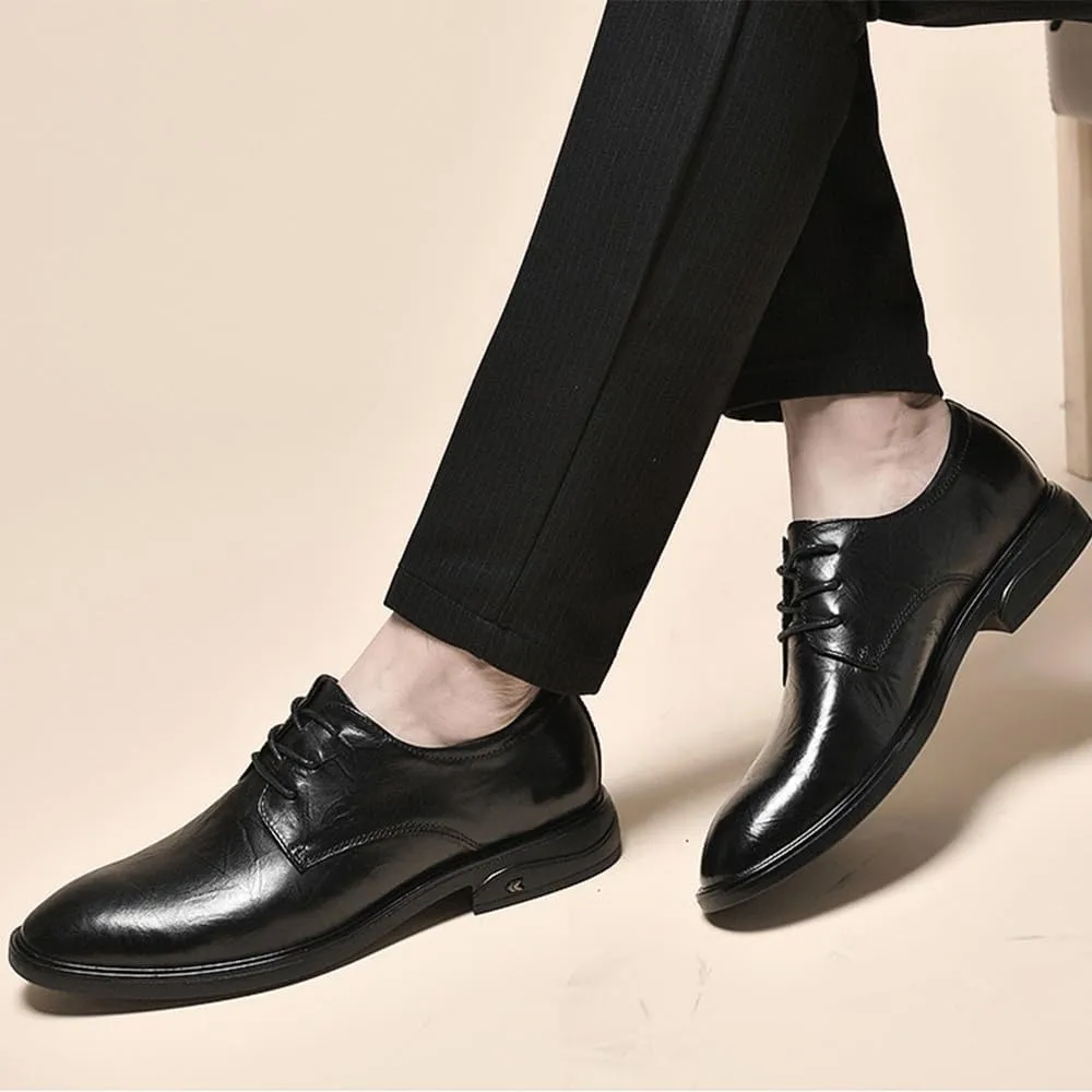 Mens Formal Business Oxfords Genuine Leather Classic Dress Shoes for Men Comfortable Lace Up Tuxedo