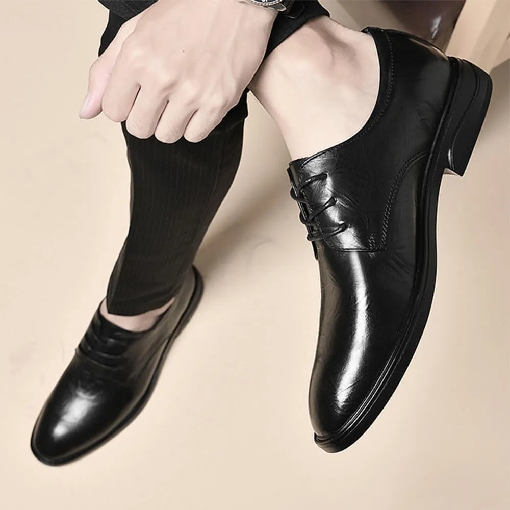 Mens Formal Business Oxfords Genuine Leather Classic Dress Shoes for Men Comfortable Lace Up Tuxedo