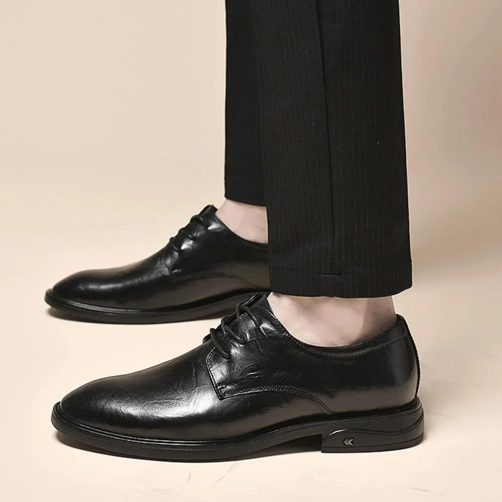 Mens Formal Business Oxfords Genuine Leather Classic Dress Shoes for Men Comfortable Lace Up Tuxedo