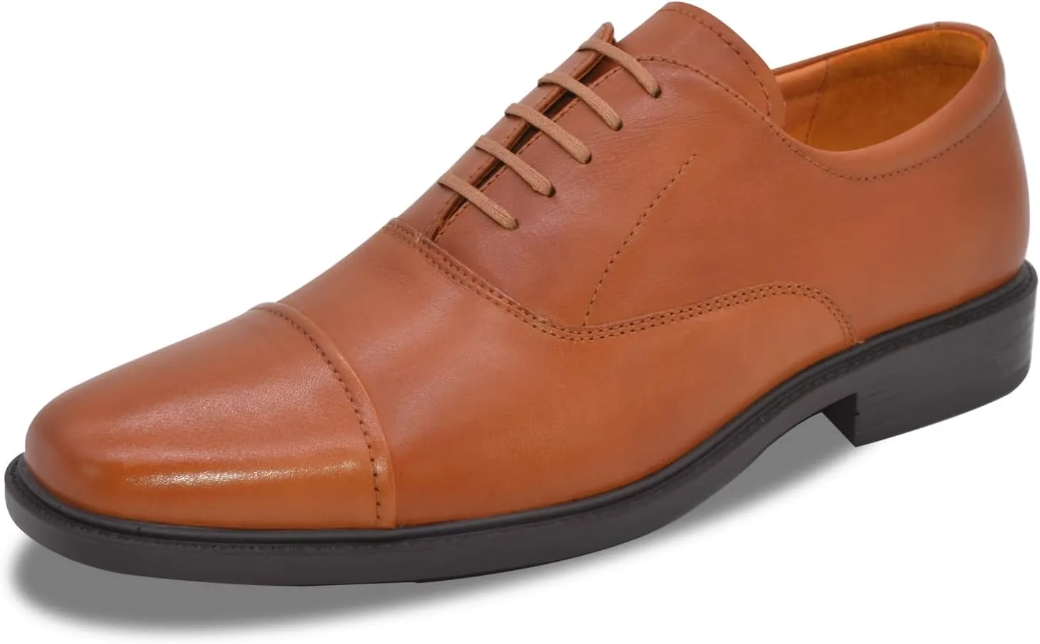 Mens Genuine Leather Dress Shoes Square Toe Formal Business Office Work Lightweight Comfortable Lace-up Oxford Shoes