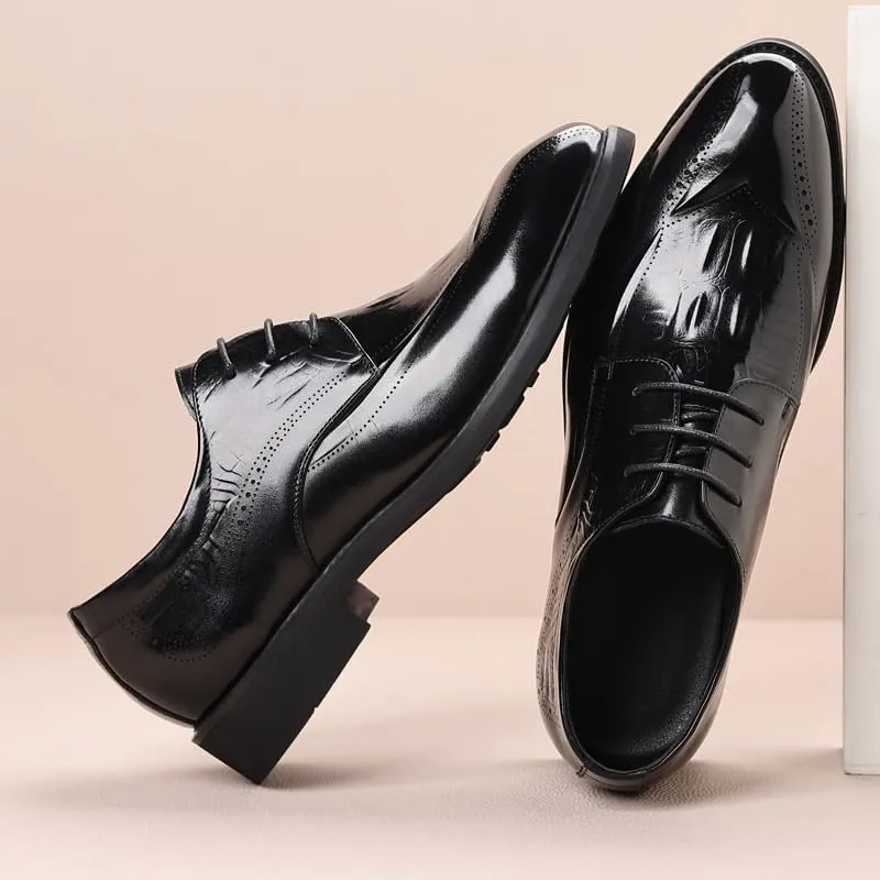 Men's Genuine Leather Oxford Shoes - Comfortable Dress Shoes for Work, Office, and Formal Events