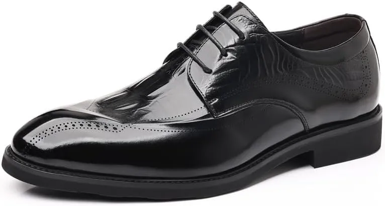 Men's Genuine Leather Oxford Shoes - Comfortable Dress Shoes for Work, Office, and Formal Events