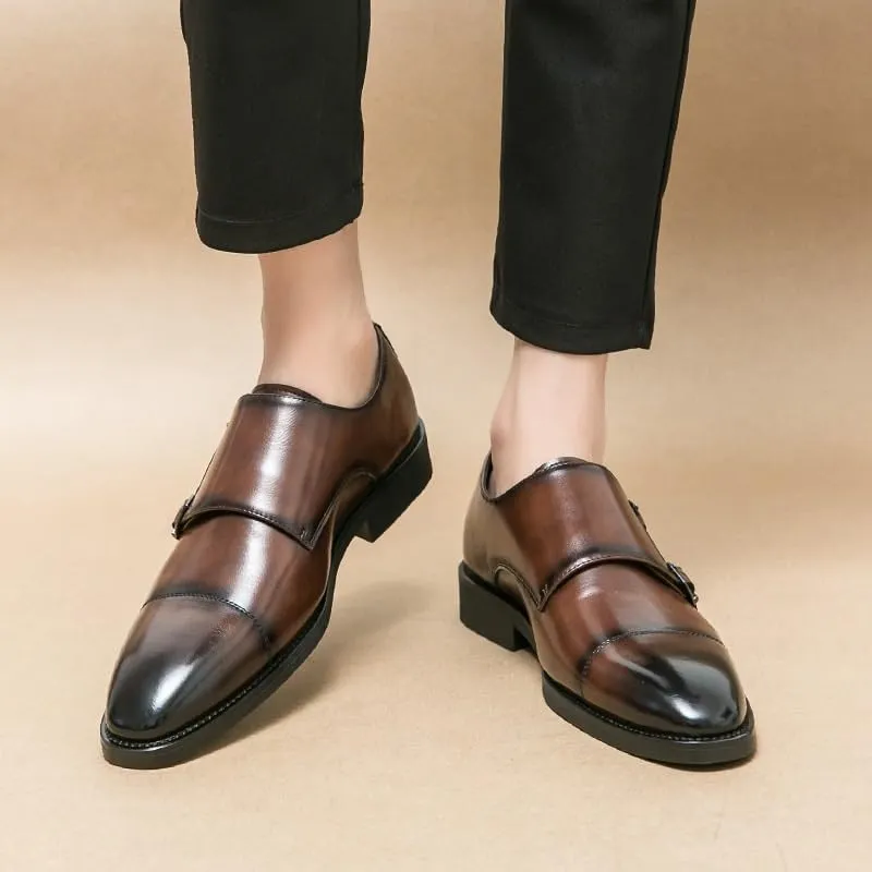 Men's Genuine Leather Slip-On Oxford Shoes | Comfortable Pointed Toe Derby Dress Shoes for Business & Formal Occasions