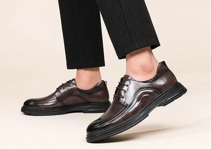 Mens Genuine Leather Spring Dress Shoes Top Grain British Style Business Casual Lightweight Oxford Trendy Formal Shoe
