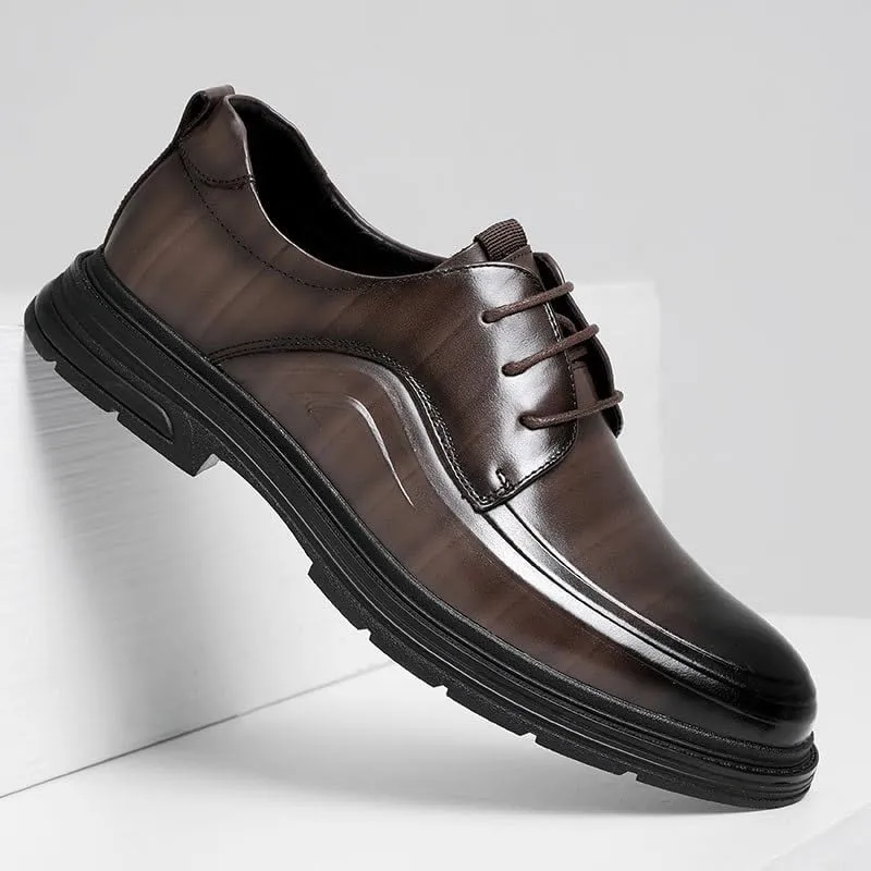 Mens Genuine Leather Spring Dress Shoes Top Grain British Style Business Casual Lightweight Oxford Trendy Formal Shoe