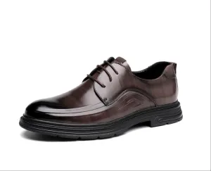 Mens Genuine Leather Spring Dress Shoes Top Grain British Style Business Casual Lightweight Oxford Trendy Formal Shoe