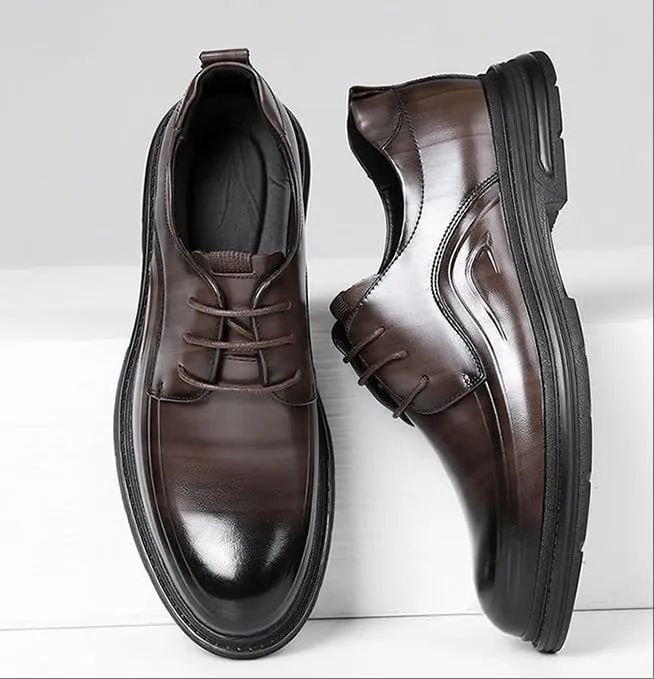 Mens Genuine Leather Spring Dress Shoes Top Grain British Style Business Casual Lightweight Oxford Trendy Formal Shoe