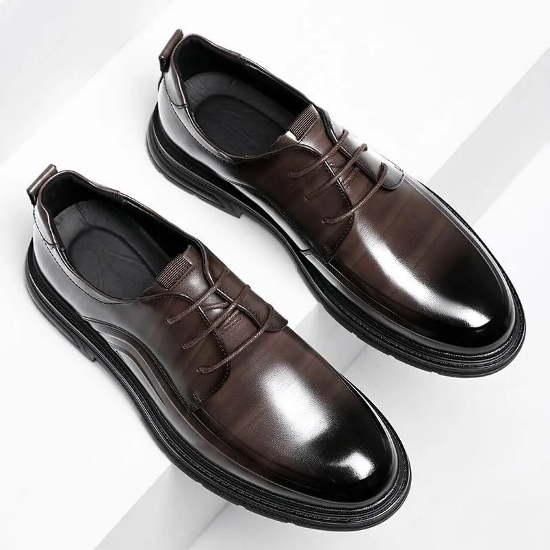 Mens Genuine Leather Spring Dress Shoes Top Grain British Style Business Casual Lightweight Oxford Trendy Formal Shoe