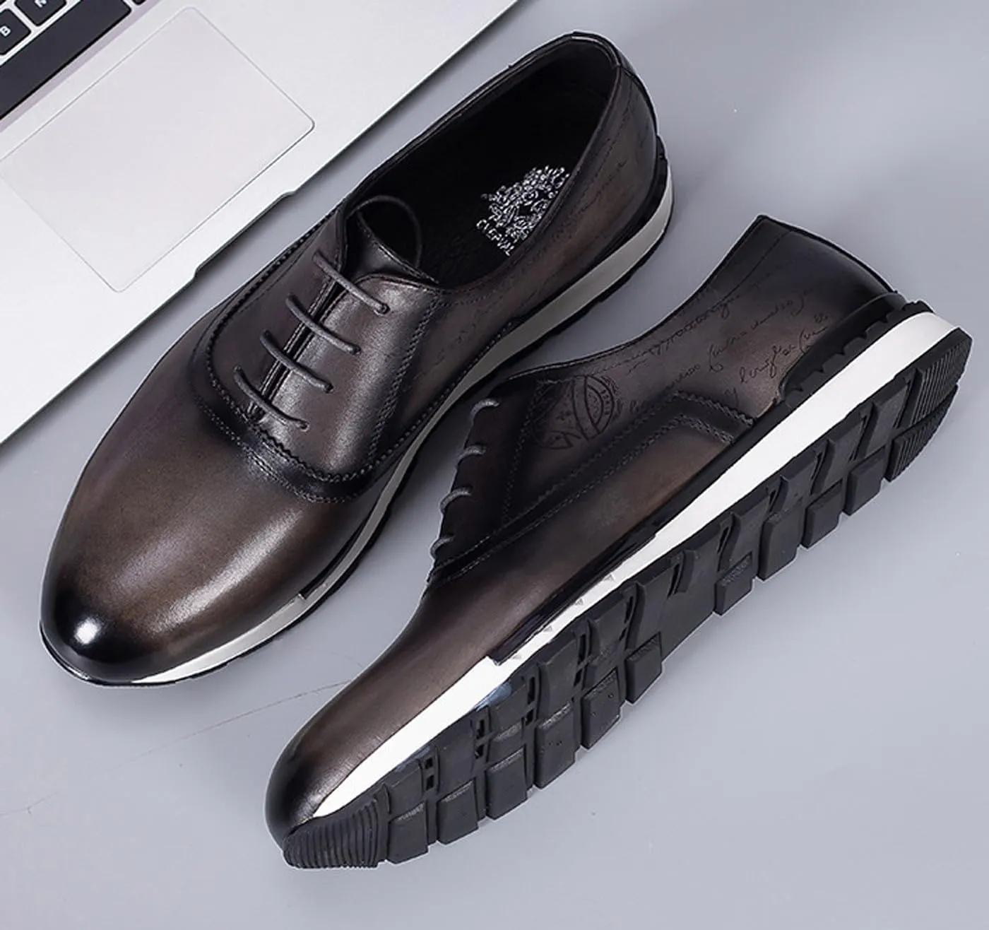 Men's Genuine Leather Wingtip Oxford Dress Shoes - Classic Brogue Business Formal Shoes for Wedding, Office- Comfortable Cushioned Insole