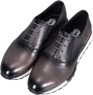 Men's Genuine Leather Wingtip Oxford Dress Shoes - Classic Brogue Business Formal Shoes for Wedding, Office- Comfortable Cushioned Insole