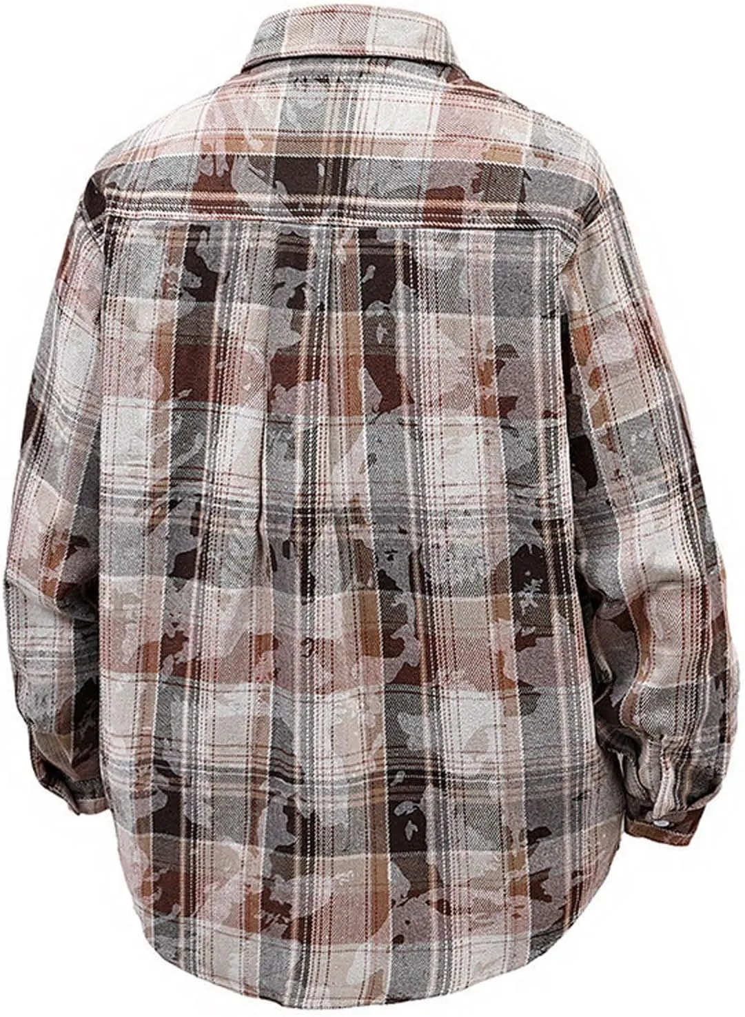 Men's Graceful Printed Plaid Lapel Shirts Casual Long Sleeve Button Tops with Pockets Walking Picnic Vacation