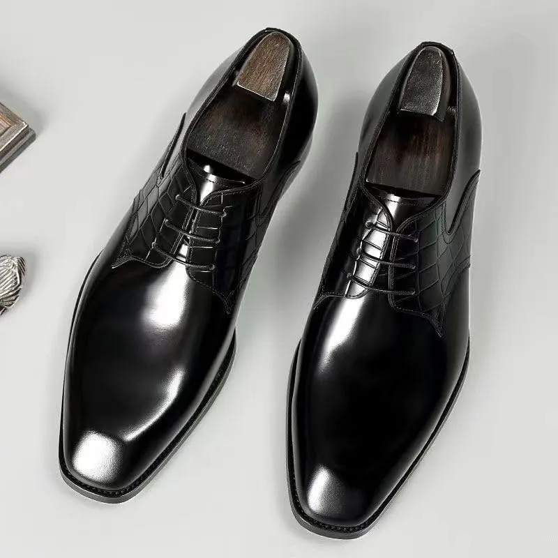 Mens Handcrafted Leather Wingtip Oxford Dress Shoes Brogue Business Formal Comfortable Slip Resistant