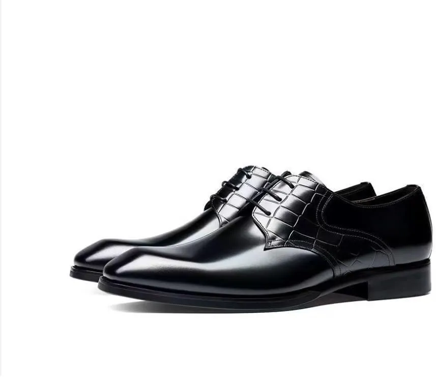 Mens Handcrafted Leather Wingtip Oxford Dress Shoes Brogue Business Formal Comfortable Slip Resistant