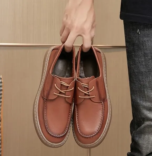 Men's Handmade Leather Modern Lace up Oxford Soft Bottom Casual Shoes for Formal Business Wedding