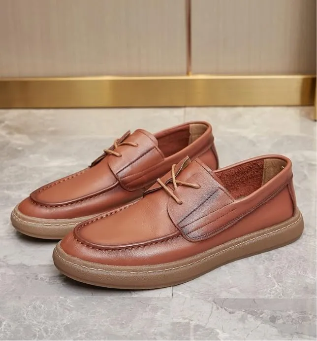 Men's Handmade Leather Modern Lace up Oxford Soft Bottom Casual Shoes for Formal Business Wedding