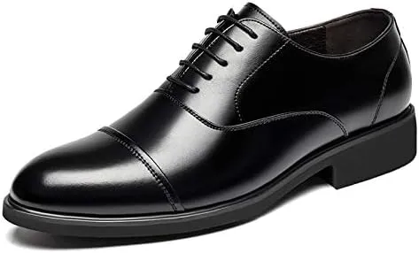Men's Invisible Height Increasing Elevator Dress Shoes Cap Toe Lightweight Formal Loafers - 2 Inches Taller