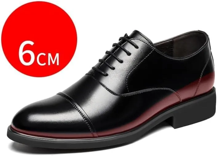 Men's Invisible Height Increasing Elevator Dress Shoes Cap Toe Lightweight Formal Loafers - 2 Inches Taller