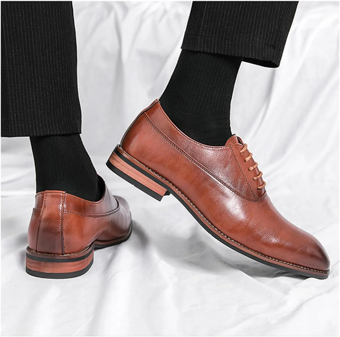 Men’s Leather Oxford Dress Shoes Classic Formal Oxfords Comfortable Business Shoes