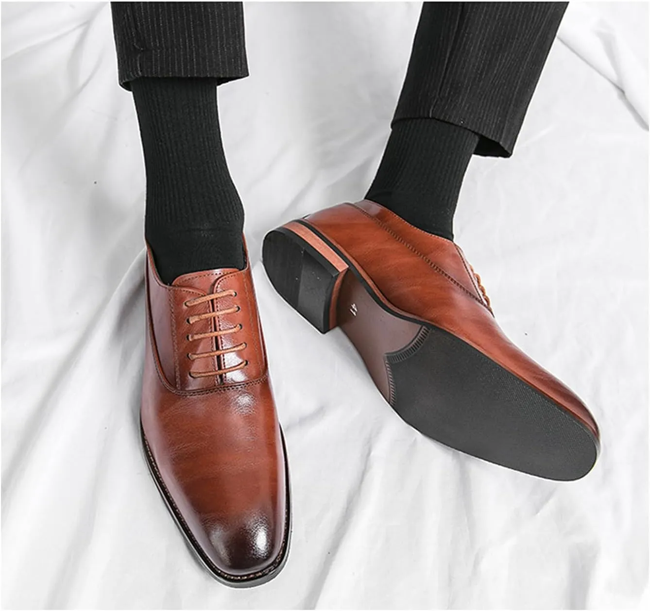 Men’s Leather Oxford Dress Shoes Classic Formal Oxfords Comfortable Business Shoes