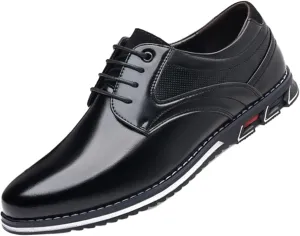 Men's Leisure Dress Oxford Sneakers Comfort Round Toe Lace Up Anti-Slip Lug Sole Classic Derby Shoes for Business Office Driving Walking Shoes