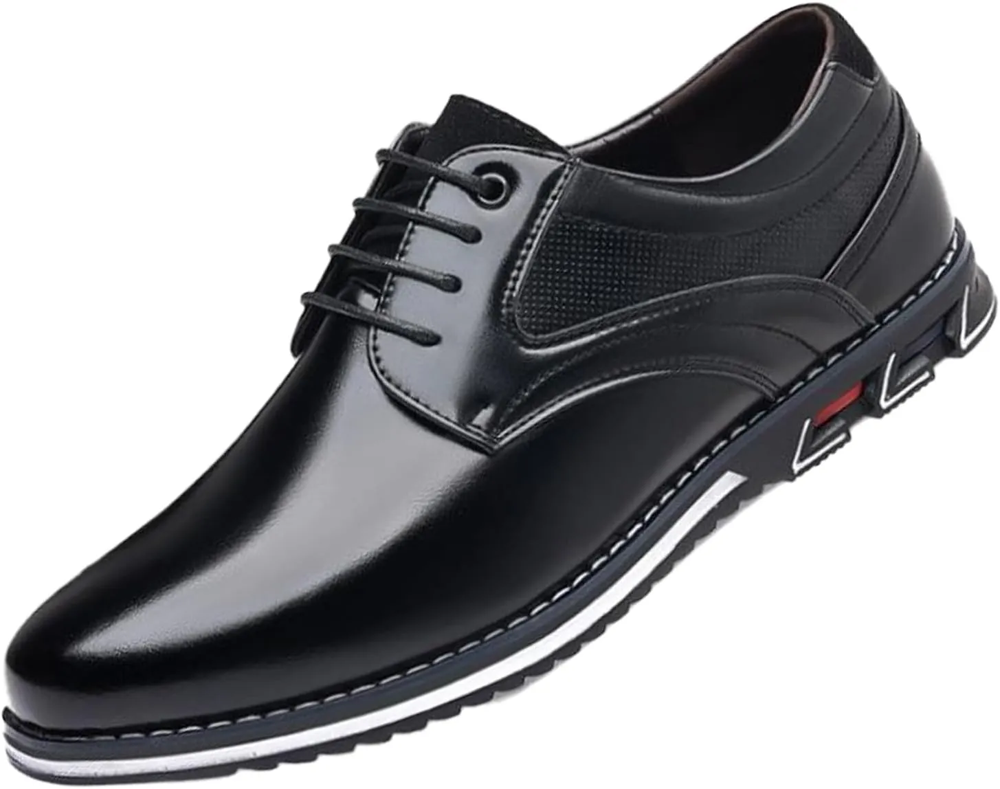 Men's Leisure Dress Oxford Sneakers Comfort Round Toe Lace Up Anti-Slip Lug Sole Classic Derby Shoes for Business Office Driving Walking Shoes