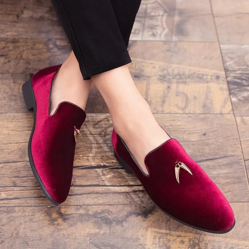 Men's Luxury Penny Loafer Slip-On Velvet Shoes Party Dancing Shoes Suede Wedding Shoes Smoking Slipper Plus Size 38-46