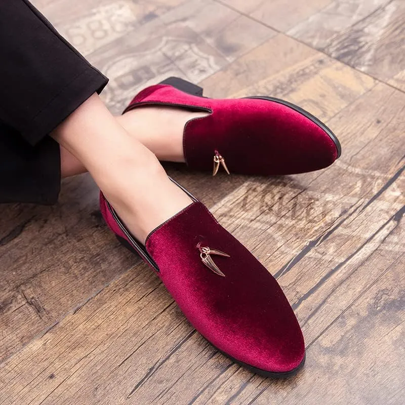 Men's Luxury Penny Loafer Slip-On Velvet Shoes Party Dancing Shoes Suede Wedding Shoes Smoking Slipper Plus Size 38-46