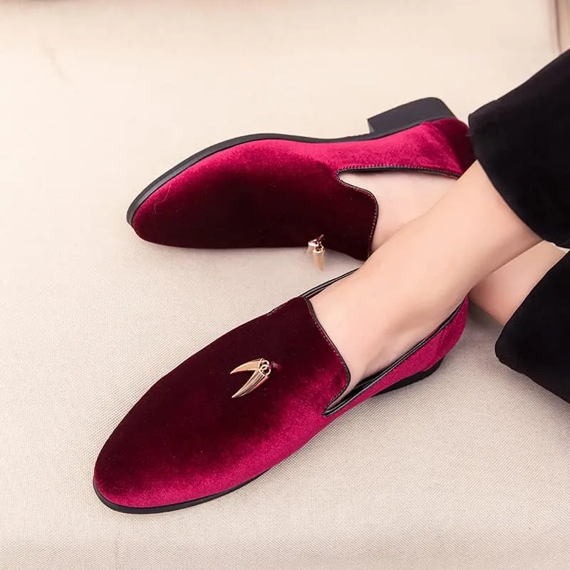 Men's Luxury Penny Loafer Slip-On Velvet Shoes Party Dancing Shoes Suede Wedding Shoes Smoking Slipper Plus Size 38-46